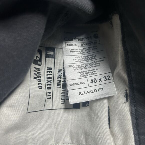 NEW Carhartt Rugged Flex Relaxed Fit Canvas Double Front Work Pants Gray 40x32 - Picture 11 of 16